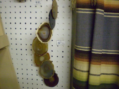 Agate slice wind chime, partial view.